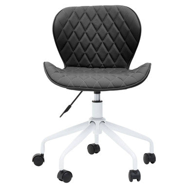 Brent Black Leather Effect Home Office Chair with White Finish Base