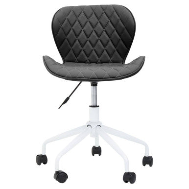 Brent Black Leather Effect Home Office Chair with White Finish Base