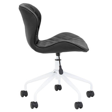 Brent Black Leather Effect Home Office Chair with White Finish Base