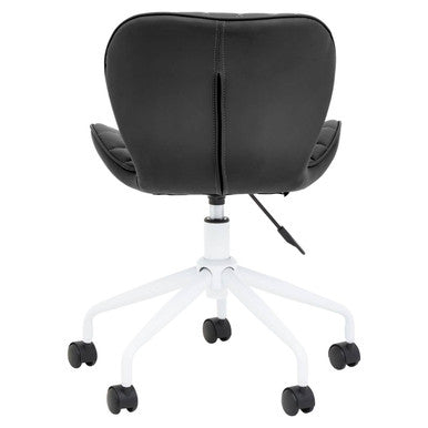 Brent Black Leather Effect Home Office Chair with White Finish Base
