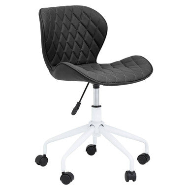 Brent Black Leather Effect Home Office Chair with White Finish Base