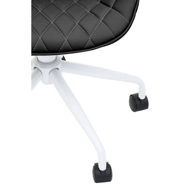 Brent Black Leather Effect Home Office Chair with White Finish Base