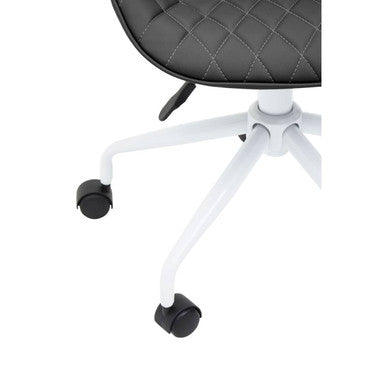 Brent Black Leather Effect Home Office Chair with White Finish Base