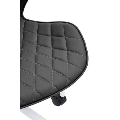 Brent Black Leather Effect Home Office Chair with White Finish Base