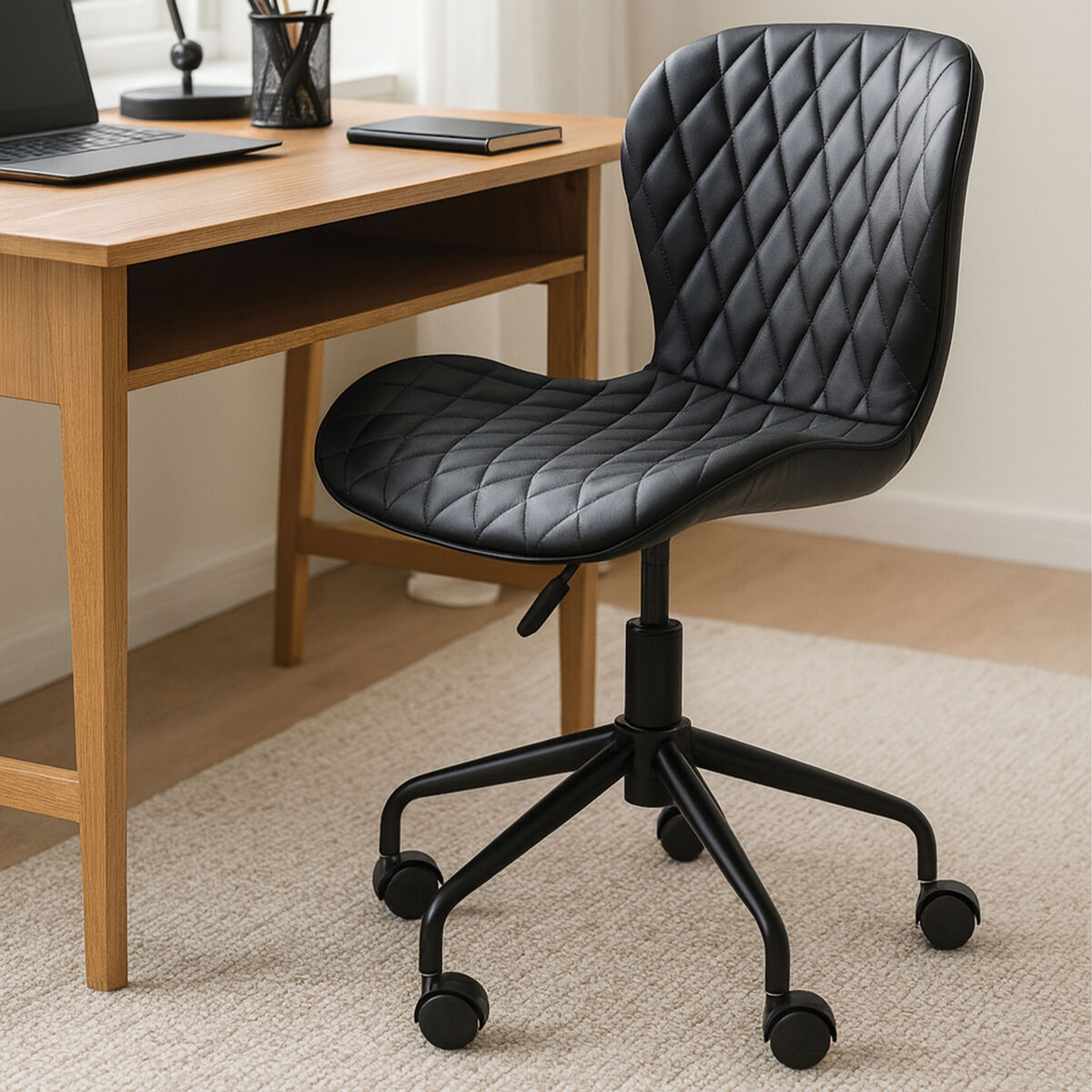 Brent Black Leather Effect Home Office Chair