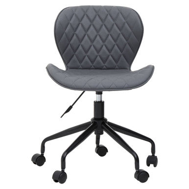 Brent Dark Grey Leather Effect Home Office Chair with Black Finish Base