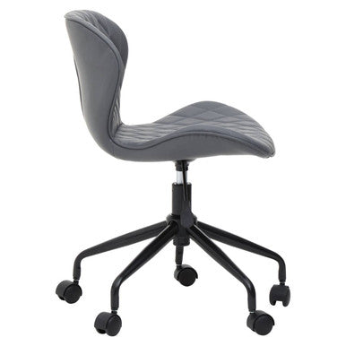 Brent Dark Grey Leather Effect Home Office Chair with Black Finish Base