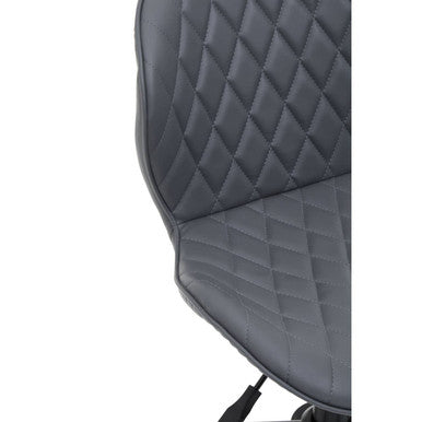 Brent Dark Grey Leather Effect Home Office Chair with Black Finish Base