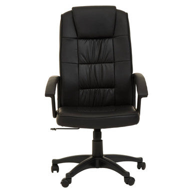 Brent Black Leather Effect High Back Home Office Chair with Headrest