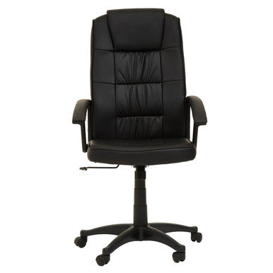 Brent Black Leather Effect High Back Home Office Chair with Headrest