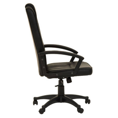 Brent Black Leather Effect High Back Home Office Chair with Headrest