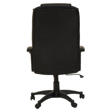 Brent Black Leather Effect High Back Home Office Chair with Headrest