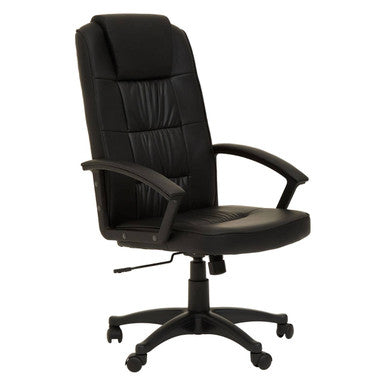 Brent Black Leather Effect High Back Home Office Chair with Headrest