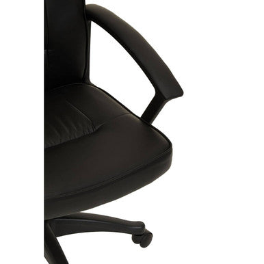 Brent Black Leather Effect High Back Home Office Chair with Headrest