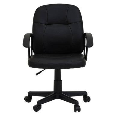 Brent Black Leather Effect Home Office Chair with Castor Base
