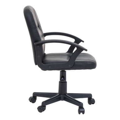 Brent Black Leather Effect Home Office Chair with Castor Base