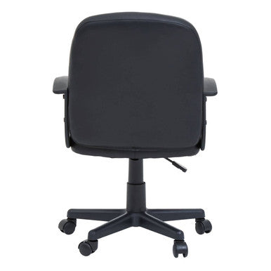 Brent Black Leather Effect Home Office Chair with Castor Base