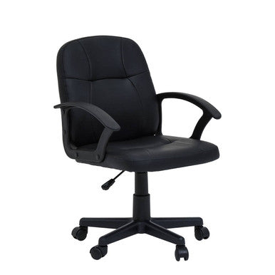 Brent Black Leather Effect Home Office Chair with Castor Base