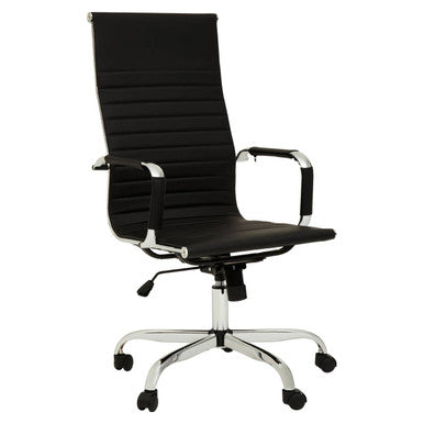 Brent Black Leather Effect High Back Home Office Chair