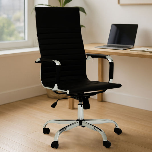 Brent Black Leather Effect High Back Home Office Chair
