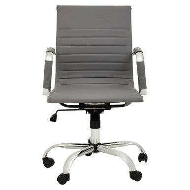 Brent Grey Leather Effect Home Office Chair with Padded Arms