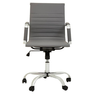 Brent Grey Leather Effect Home Office Chair with Padded Arms