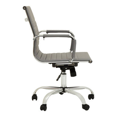 Brent Grey Leather Effect Home Office Chair with Padded Arms