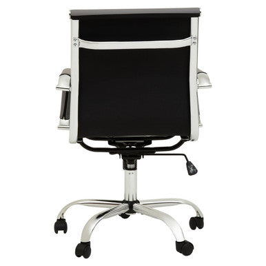 Brent Grey Leather Effect Home Office Chair with Padded Arms