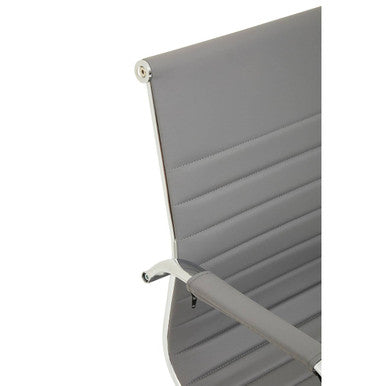 Brent Grey Leather Effect Home Office Chair with Padded Arms