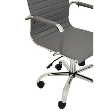 Brent Grey Leather Effect Home Office Chair with Padded Arms