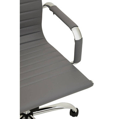 Brent Grey Leather Effect Home Office Chair with Padded Arms