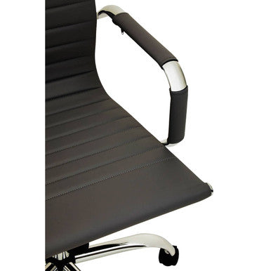 Brent Black Leather Effect Home Office Chair with Padded Arms