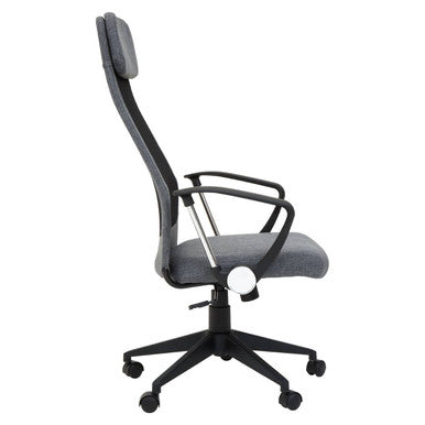 Brent Black Mesh and Grey Fabric High Back Home Office Chair