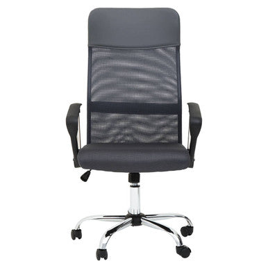 Brent Grey Mesh and Leather Effect High Back Home Office Chair