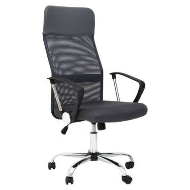 Brent Grey Mesh and Leather Effect High Back Home Office Chair
