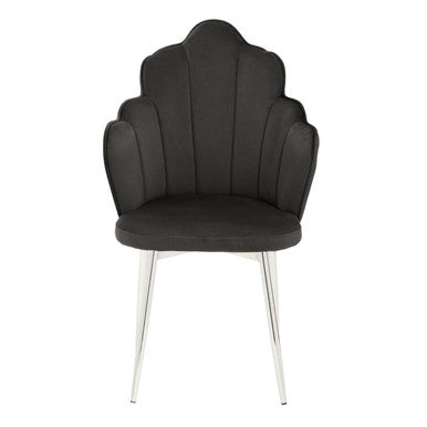 Tian Black Velvet Scalloped Dining Chair