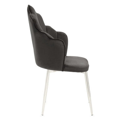 Tian Black Velvet Scalloped Dining Chair