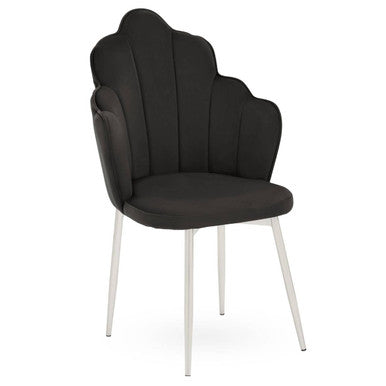 Tian Black Velvet Scalloped Dining Chair
