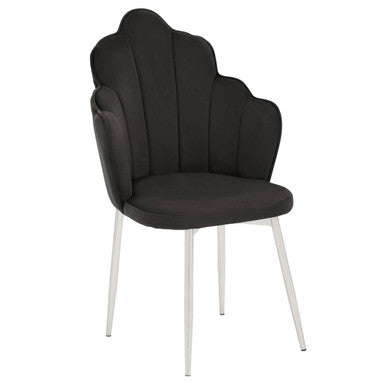 Tian Black Velvet Scalloped Dining Chair