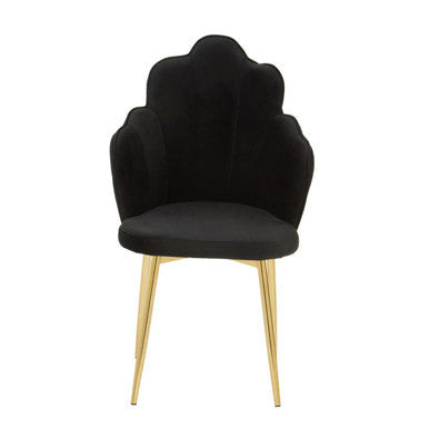 Tian Black Velvet Scalloped Dining Chair