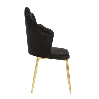 Tian Black Velvet Scalloped Dining Chair