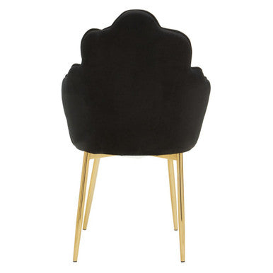 Tian Black Velvet Scalloped Dining Chair