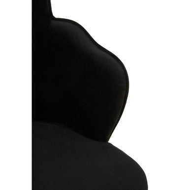 Tian Black Velvet Scalloped Dining Chair