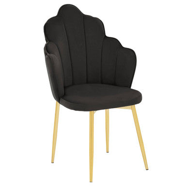 Tian Black Velvet Scalloped Dining Chair