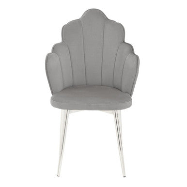 Tian Grey Velvet Scalloped Dining Chair