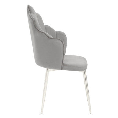 Tian Grey Velvet Scalloped Dining Chair