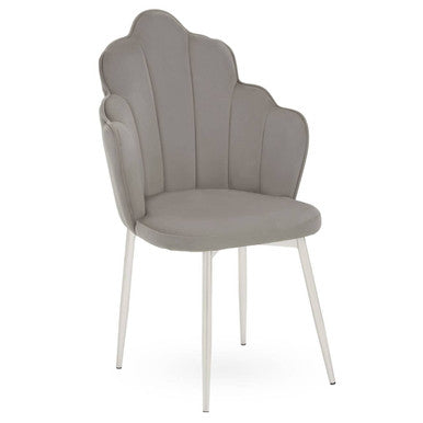 Tian Grey Velvet Scalloped Dining Chair