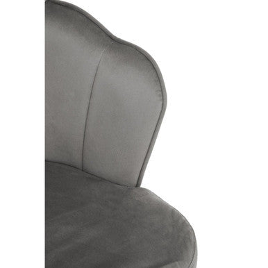 Tian Grey Velvet Scalloped Dining Chair