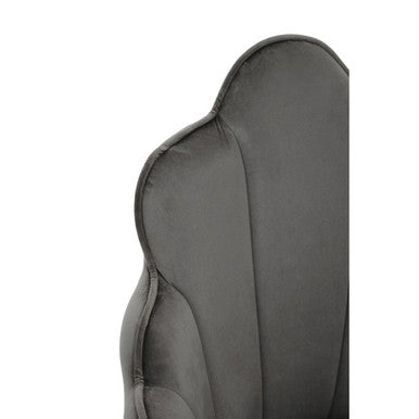 Tian Grey Velvet Scalloped Dining Chair