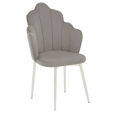 Tian Grey Velvet Scalloped Dining Chair